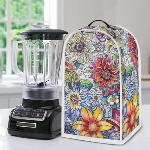 Image of Boho Floral Blender Dust Cover Anti Fingerprint Polyester Stand Mixer or Coffee Maker Appliance Cover Stain Resistant Blender Storage Bag for Kitchen Appliance