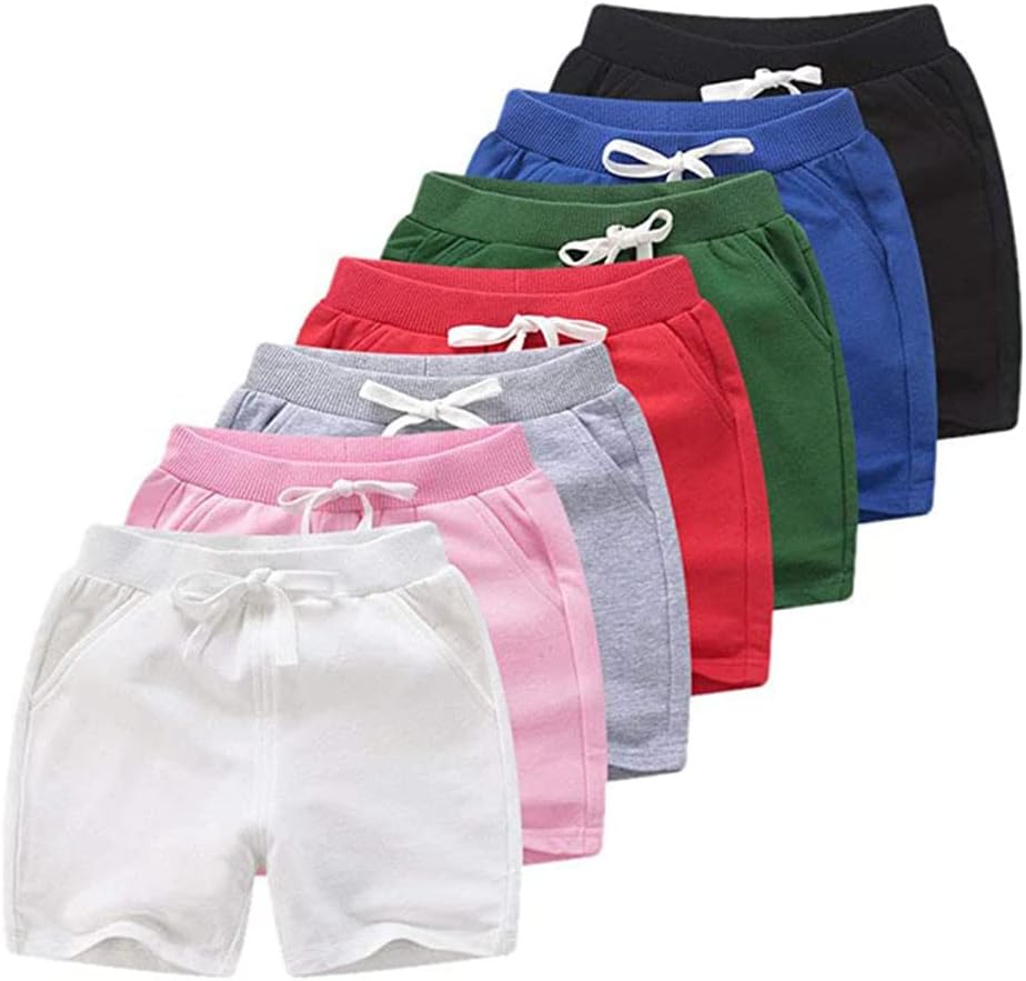 Unisex Baby Boys Girls Summer Solid Color Cotton Sport Jogger Shorts Casual Elastic Waist Active Shorts Pants - Image 2