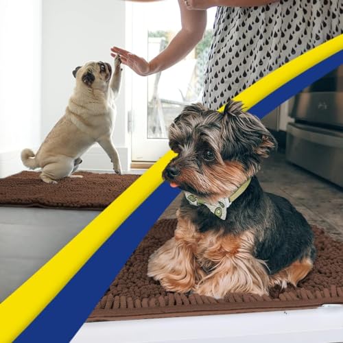 Muddy Mat® Shown on TV – Super Absorbent Door Mat Indoor, Microfiber Quick Dry Chenille Entryway Rug, Non-Slip Front Door Mat, Indoor Mats for Entryway, Machine Washable Pet Rug, Brown 24"x36"