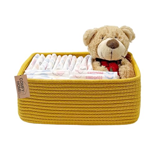 COMFY-HOMI 11.5x7.5x4.7 Storage Baskets for Organizing | Cotton Rope Woven Basket | Toy Storage Bin Box | Basket for Shelves Closet Organizer Bin Decorative Closet Shelf 1 Pack yellow