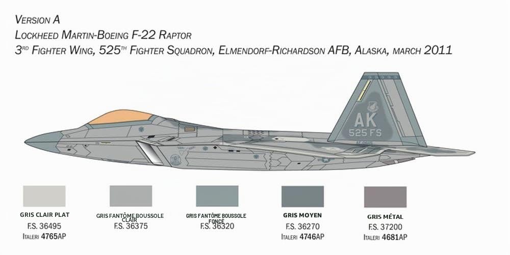 Italeri -2822 F-22A Raptor, Échelle 1:48, Modèle Kit, Modèle en Plastique à Monter, Modélisme, Couleur Gris, IT2822