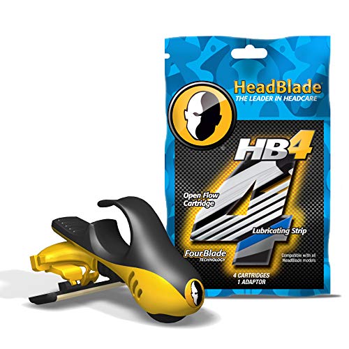 HeadBlade Moto Men's Head and Skull Shaving Razor - Revolutionary Dual Active Suspension & HB4 Refill Shaving Razor Blades (4 Blades)