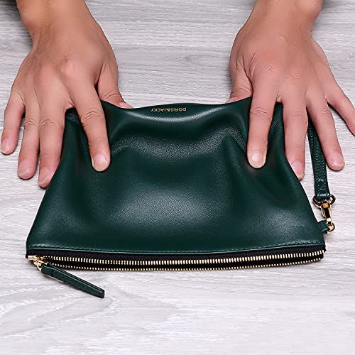Image of DORIS&JACKY Lambskin Leather Wristlet Clutch Purse Women Large Phone Wallet