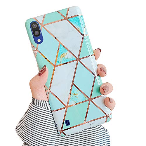 Robinsoni Case Compatible with Samsung Galaxy A10 Cover Silicone TPU Case Marble Mirror Reflection Case Colorful Plating Back Cover Ultra Thin Silicone Bumper Case Marble Case Red