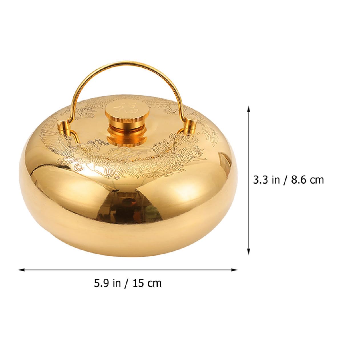 Bolsa de Agua Caliente de Latón Dorado de 1.1l Asa, Reutilizable y Conveniente, Adecuado para Uso en Casa y Escuela para Aliviar y Mantener las Manos Calientes
