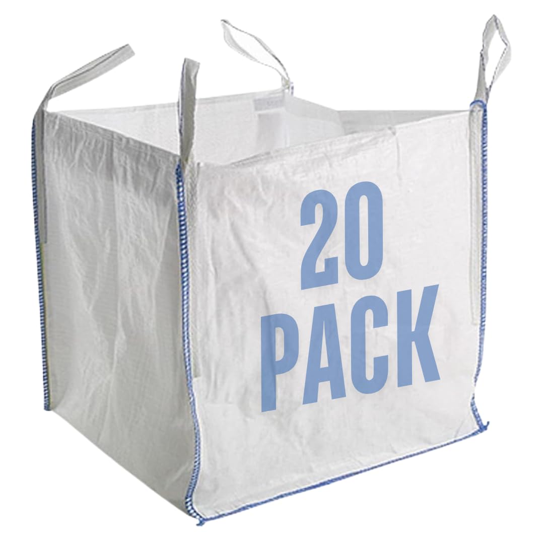 Airtech-UK New FIBC Bulk Bag Builders Garden Waste Heavy Duty Industrial polypropylene Material 1 Tonne TON Jumbo Bags Storage Sack Various Quantity (20)
