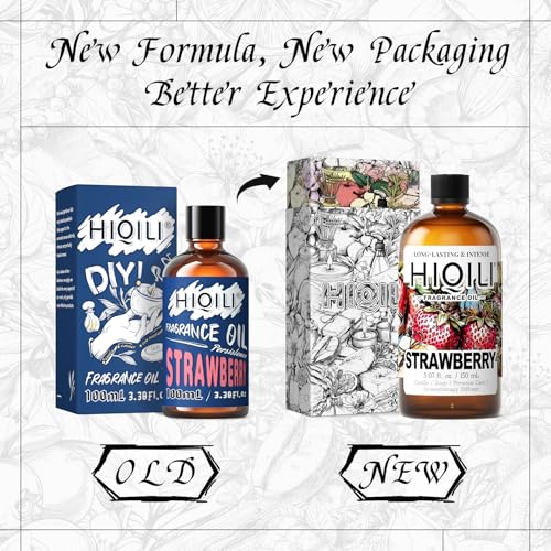 Image of HIQILI Strawberry Fragrance Oil, DIY Fruity Scent Perfume - 5.07 Fl Oz | Suitable for Diffuser Use, Great for Candle, Soap, Body Butter Making, Long-Lasting Aroma, Graduated Dropper Included