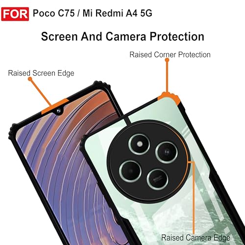 Image of Amazon Brand - Solimo Back Case Cover for Poco C75 | Compatible for Poco C75 Back Case Cover | Clear Case with Camera Protection | (TPU + PC | Matte Black)