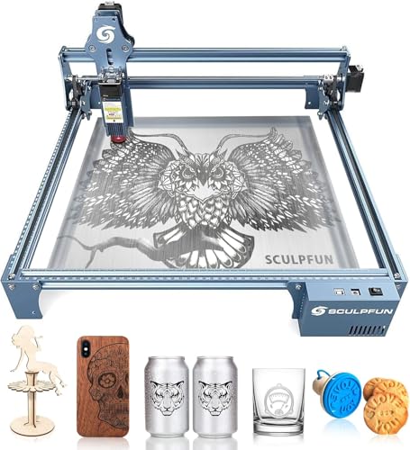 SCULPFUN S9 Incisione Laser, Effetto la ser 90W CNC macchina da taglio, DIY incisore laser metallo Legno marcatura laser, area lavoro 410 mm x 420 mm