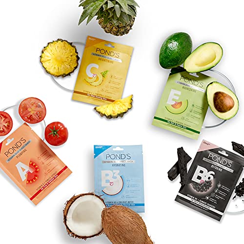 POND'S Vitamin Sheet Mask, Pack of 5, With 100% Natural Extracts, 15x Serum, Paraben Free, Biodegradable Fabric, 25 ml - Image 4
