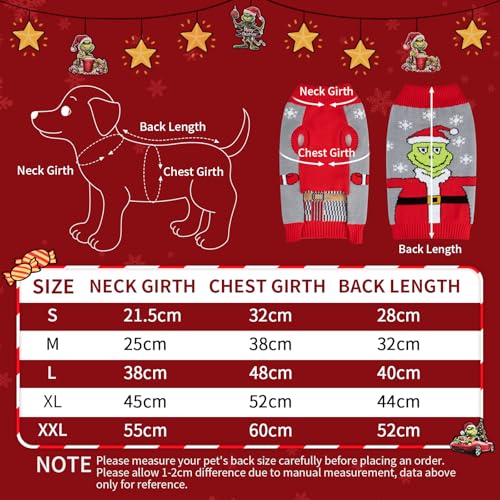 FWLWTWSS Weihnachten Hundepullover, Winter Warmer hundepulli Sweater mit Rollkragen, Geschenke für kleine und mittelgroße Hunde（L）