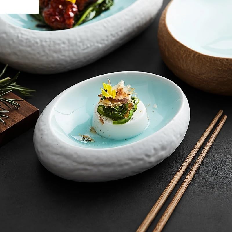 Creative - Platos llanos de cerámica de 10.2 pulgadas, vajilla ovalada moderna para aperitivos, postres, filetes y pasta, ideal para uso doméstico, hotel y restaurante, elegante plato de comedor