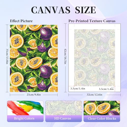 Image of Okarina 6 Pack Paint by Numbers Kit for Adults Beginner, Fruit Adult Paint by Number Kits on Canvas Without Frame, Fruit DIY Acrylic Oil Painting by Numbers Kits, Perfect for Home Decor 10x14 Inch