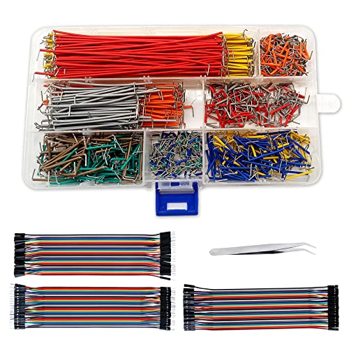 840 Pcs Breadboard Jumper Wire Cables for Arduino, 14 Values, 2 mm/0.08"-125 mm/4.92" U-Shape Magnetic Jumper Wires Assortment kit &amp; 120Pcs 20cm/8 inch Length Dupont Cable Assorted Kit