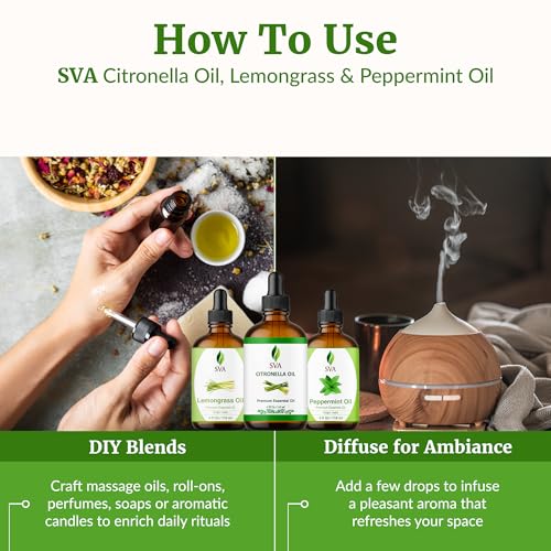 Aceites esenciales Citronela, Hierba limón y Menta 4 oz Pack miniatura 6