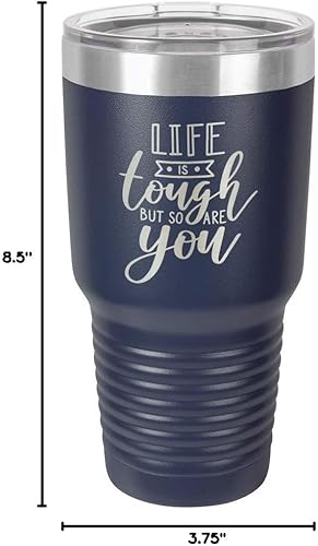 Miniatura 10 de Life is Tough Butt So Are You Navy Vaso de 30 onzas con popote y tapa superior deslizante Taza de viaje de acero inoxidable Comparar con Yeti