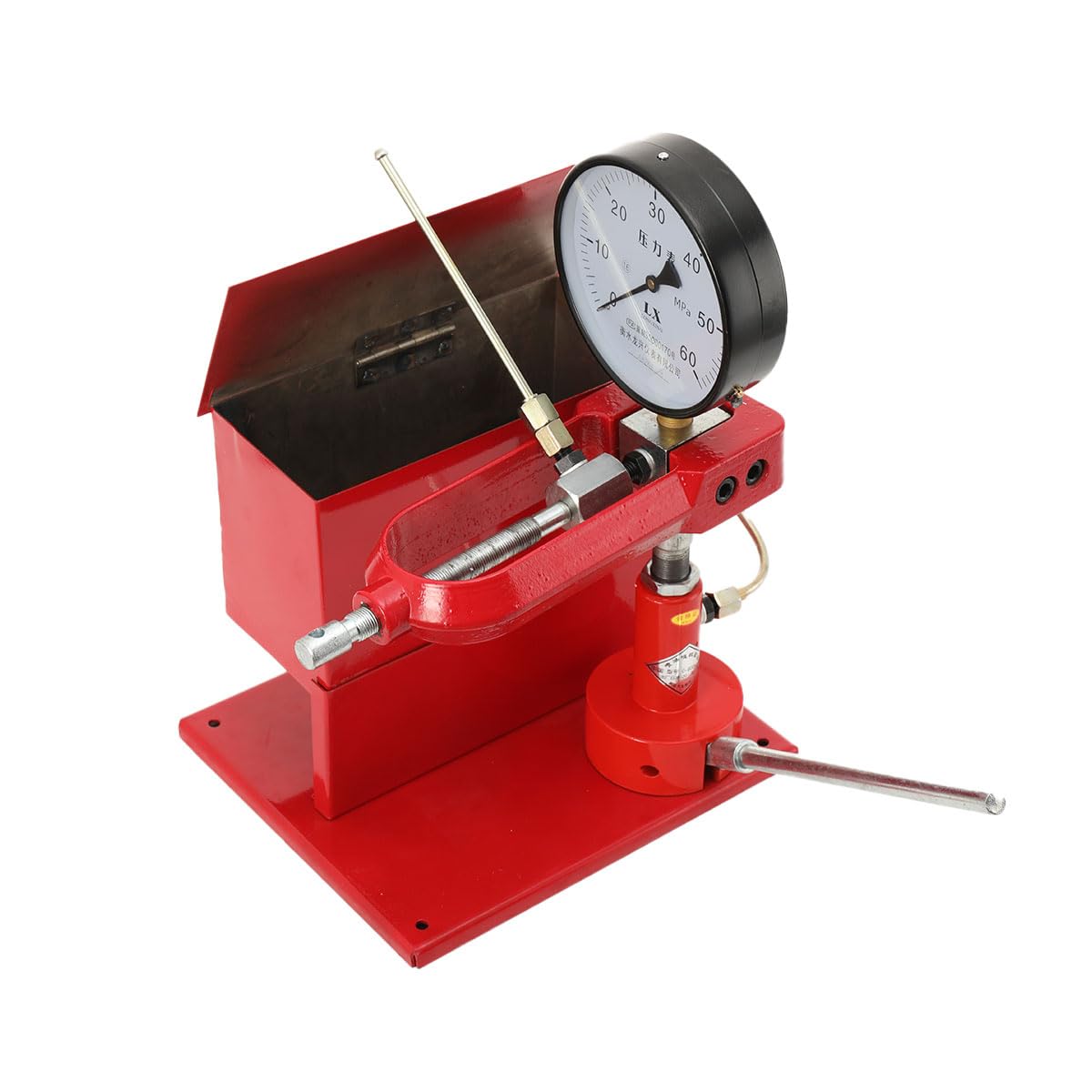 Probador Inyectores Diesel 60MPa, Comprobador Presión Inyectores Diesel, con Manómetro Acero Inoxidable, Bomba Aluminio Fundido, 4 Boquillas, Control y Calibración Ajuste de Estanquidad