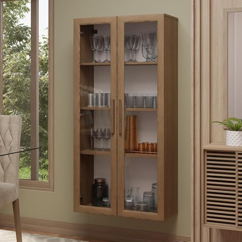 Cristaleira Suspensa 70 cm 2 Portas de Vidro Rustic Madesa