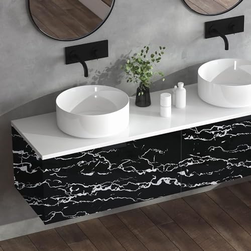 Image of VYOOx Marble Wallpaper Peel and Stick Waterproof Wallpaper for Home Kitchen Countertop Cabinet Furniture Oil Proof Kitchen Stickers (4, Black (2 Ft X 6.5Ft))