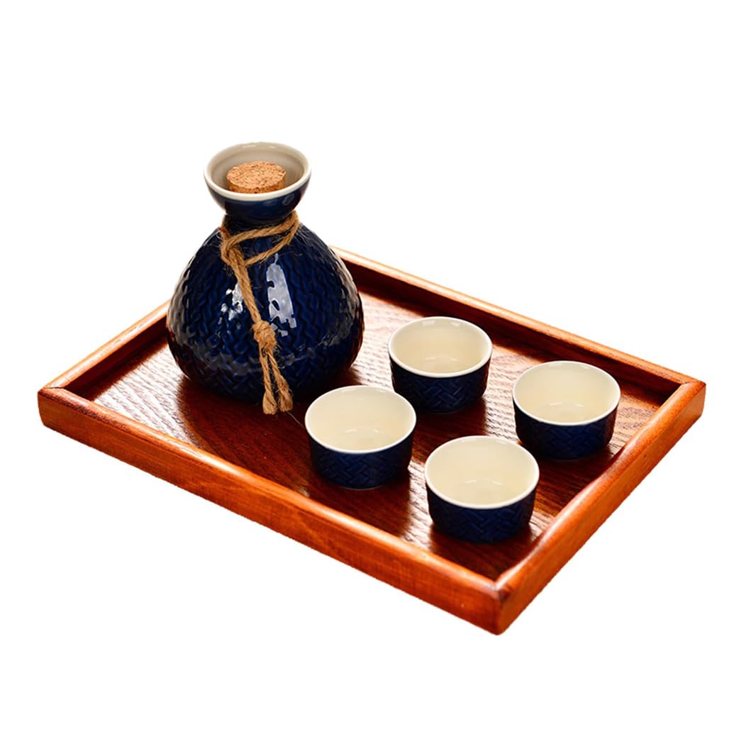 Ensemble de 6 Tasses à saké japonaises Traditionnelles en céramique, Comprenant Un Pot à saké, Un séparateur et Un Chauffe-Tasse.