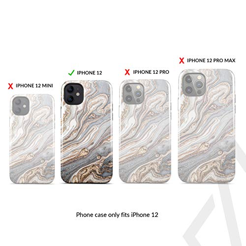 BURGA Compatible with iPhone 12 Case Hybrid 2-Layer Hard Case + Silicone Protective Case Grey & Gold Nude Nude Natural Brown Sand Scratch-Resistant Shockproof Cover