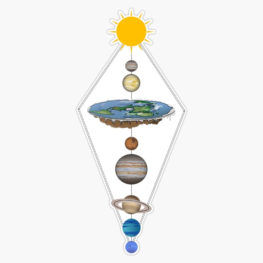 Flat earth solar system Bumper Sticker Vinyl Decal 5"