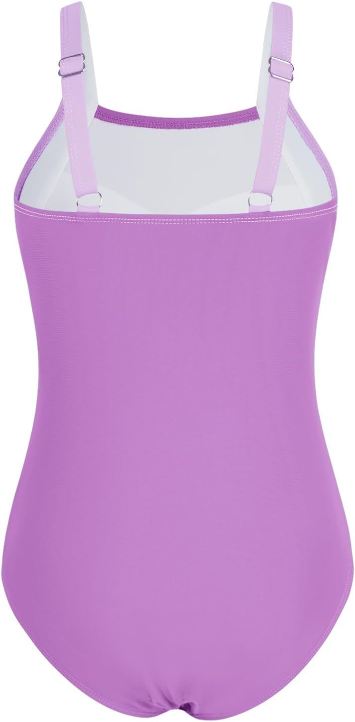 Belovance Girls Swimsuits One Piece Bathing Suit Solid Color Block Tween Swimming Suit Beach Swimwear Quick Dry 5-14 Years - Image 4