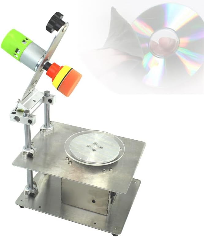 Disc Repair and Polishing Machine, Stainless Steel CD/DVD Polisher Tool,Adjustable Speed (6000r/min),for Scratch Repair/Data Recovery