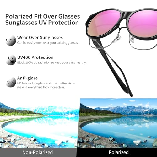 Image of GEGURI Polarized Sunglasses Fit Over Glasses for Men Women, Oversized Square Sun Glasses UV400 Protection Shades
