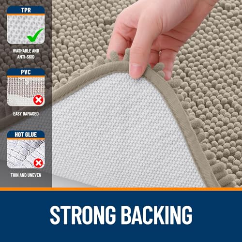 Image of OLANLY Bathroom Rugs Sets 2 Piece, Soft Absorbent Chenille Bath Mats and U-Shaped Contour Toilet Mat Area Rug Set, Machine Washable Bath Carpet, Home Decor Accessories(24 inchx16 inch+24 inchx20 inch, Warm Taupe)