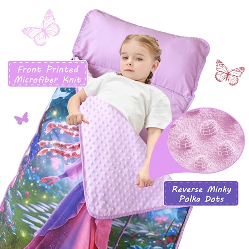 Image of Lasoftan Toddler Nap Mat with Pillow and Blanket, Extra Large Rolled Napping Mats,Slumber Bags for Boys Girls,Kids Sleeping Bag for Daycare, Preschool Travel Camping