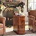 Tribesigns Wood End Table Set of 2, Narrow Solid Side Table 2-Drawer Slim Chair Side Table, No Assembly Required, Finished Back