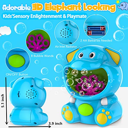 WisToyz Bubble Machine Elephant Bubble Blower Bubble Toys 500+ Bubbles Per Minute, Bubble Machine for Kids Toddler with Bubble Solution Indoor Outdoor Bubble Maker Easy to Use 2 AA Batteries Needed