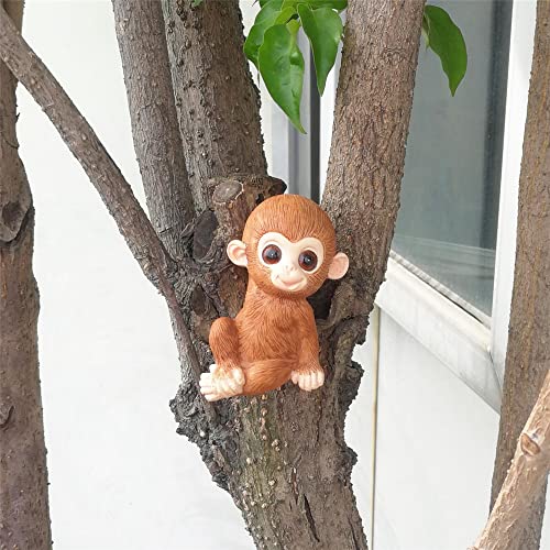 Ebrima Resin Hanging Monkey Figurines for Flower Pot Garden Decor (3 Monkeys) Outdoor Statues Ornaments