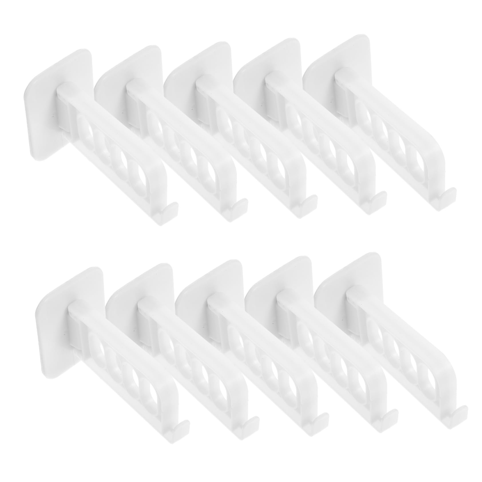 VOSAREA 10pcs Wall Mount Folding Clothes Hanger Rack Rotatable Adhesive Laundry Drying Rack No Drilling Required for Bedroom