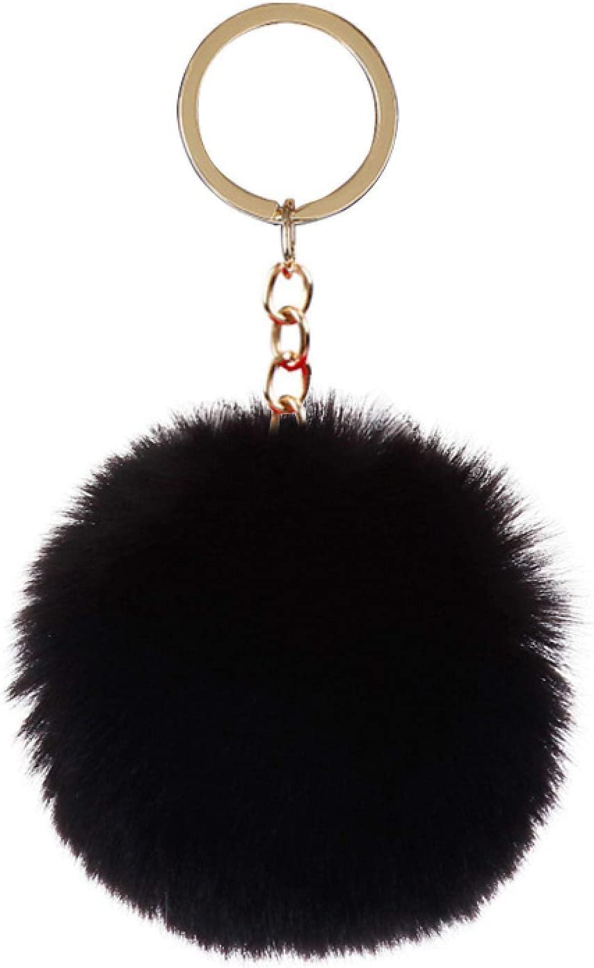 LIDOUK2 Pieces Pom Poms Keychains Fluffy Faux Pompoms Keyring Soft Plush Key Ring Ornament Pendant Accessory for Ladies Girls