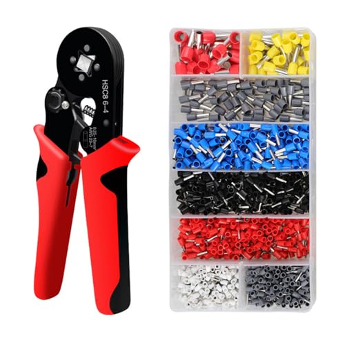 Crimpzange Aderendhülsen set,mit 1200 Stück Aderendhülsen für 0,25-10 mm, Aderendhülsenzange, Krimpzangenset, für Isolierte Unisolierte Aderendhülsen