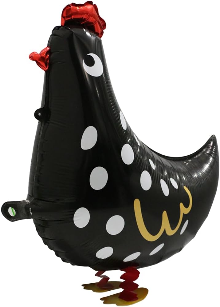 4D Realistic Walking Chicken Balloon Cute Pet Farm Animals Balloon Chick Easter Decor, 4 Pack Black Chicken Walk Balloons Toys Air Walker Animal Party Supplies Baby Shower Wedding Birthday Decortion