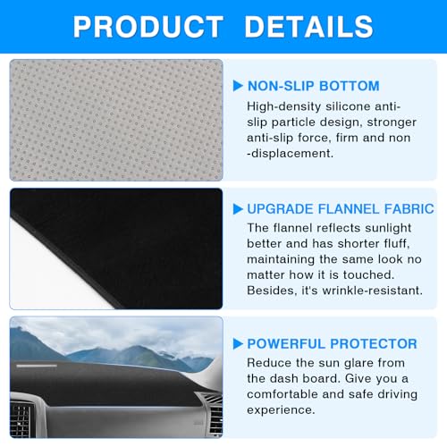 Image of Autorder Dashboard Cover Mat for Chrysler 300 300C 2005-2010 Accessories Dash Cover Upgrade Flannel Dash Mat Sunshade Glare UV Rays Protector
