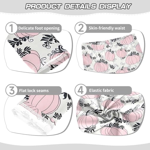 Pink Pumpkin Pattern Girls Leggings Soft Stretch Workout Yoga Dance Pants for Kids Casual Tights3