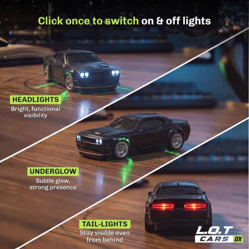 Image of Nitro Remote Control Car | 2.4Ghz, 1:64 Scale | Remote Control Car Toy, RC Drifting Car, RC Cars, Mini RC Drift Car, 2 Speed Modes, Multi LED Lights | Birthday Gift (Tarmac Jet Black)