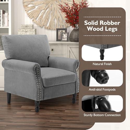 Accentchairhighbackupholsteredarmchairwithsolidlegsleisuresinglesofachairforlivingroombedroomhomeofficelightgrayallsenson Urban Country Home Decor Accent chair high back upholstered armchair with solid legs leisure single sofa chair for living room bedroom home officelight grayall senson urban country home decor