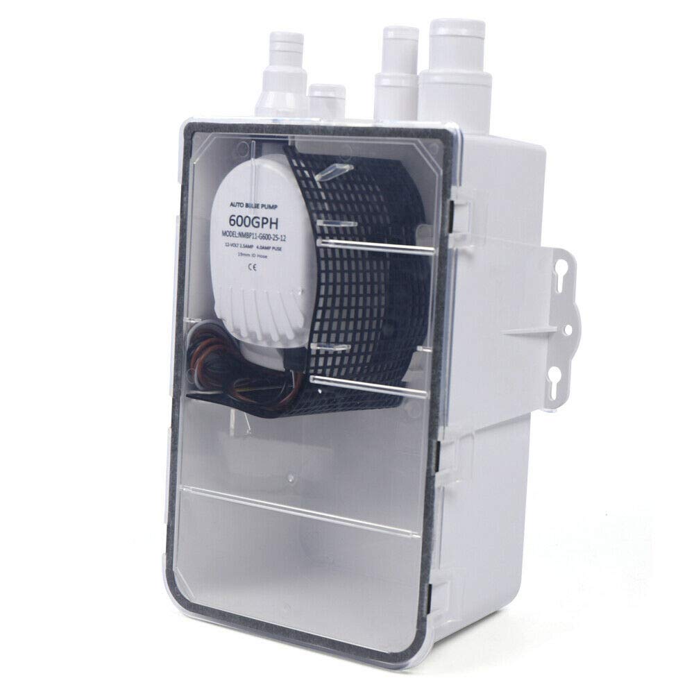 Pompa di sentina automatica per doccia, 12 V, 600 GPH, per barca, camper | Sistema di pompa per doccia multi porta con interruttore a galleggiante, facile installazione per yacht, camper