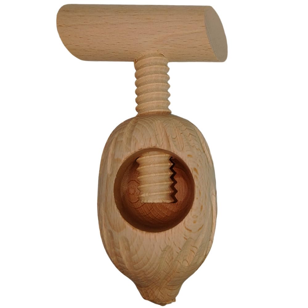 Schiaccianoci a Vite in Legno di faggio schiaccia Noci nocciole a Fungo ghianda rompinoci da Cucina casa (Ovale)