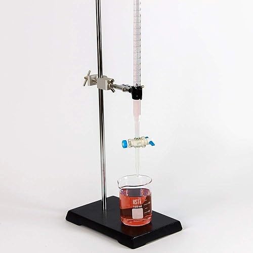 Conjunto completo de equipos de valoración de una sola bureta con bureta acrílica de 3.4 fl oz, abrazadera de soporte de laboratorio y vaso de