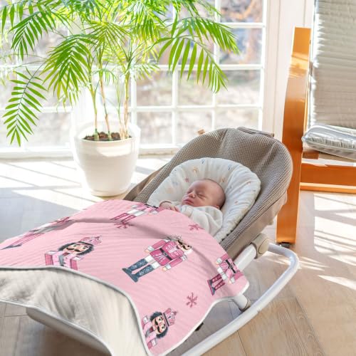 Image of Christmas Nutcrackers Pinks Baby Blankets