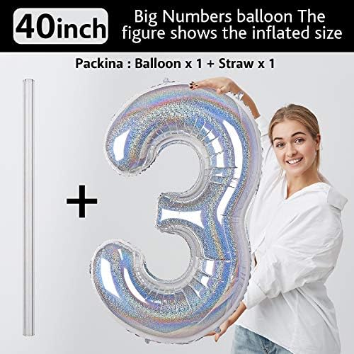 PartyWoo Number Balloons, 40 inch Rose Gold Balloons, Large Number Balloon, Happy Birthday Balloon, Foil Balloons for Parties, Happy Birthday Balloons for Birthday Decorations (Rose Gold, Number 3)