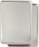 UmiteChef Baking Sheet Pan Set (2 Pack, 18x13") - Warp-Resistant Natural Aluminum Half Sheets for Even Baking, Roasting Cookies & Veggies