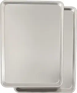Commercial Quality Baking Sheet Pan Set, Natural Aluminum Cookie Sheet, Umite Chef Warp Resistant Baker's Half Sheet Pan, Large Thick Cookie Tray Pans for Baking, Roasting(2 Pack, 18X13In)
