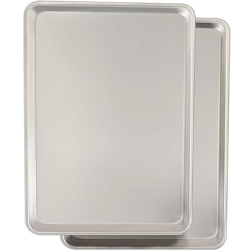 Commercial Quality Baking Sheet Pan Set, Natural Aluminum Cookie Sheet, Umite Chef Warp Resistant Baker's Half Sheet Pan, Large Thick Cookie Tray Pans for Baking, Roasting(2 Pack, 18X13In)